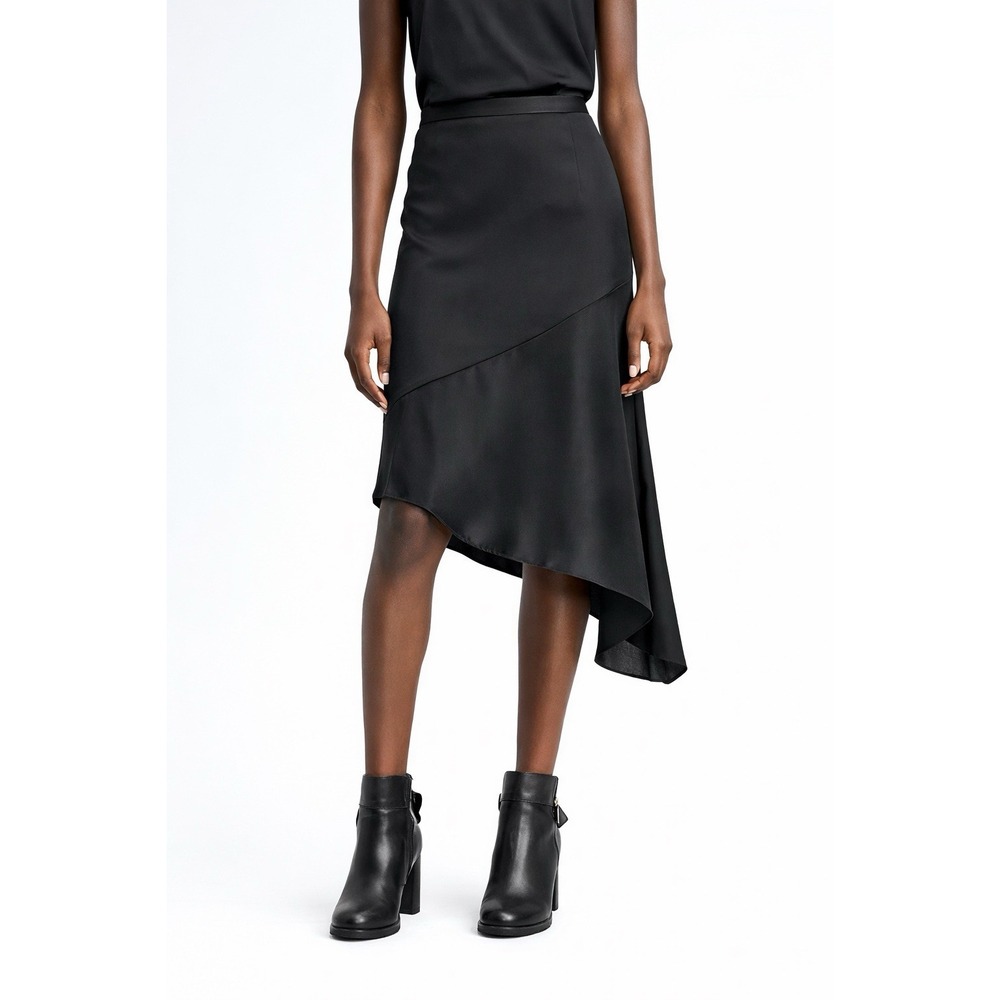 Banana‎ Republic x Olivia Palermo Black Asym Bias Cut Skirt 8 Gothic Office Chic